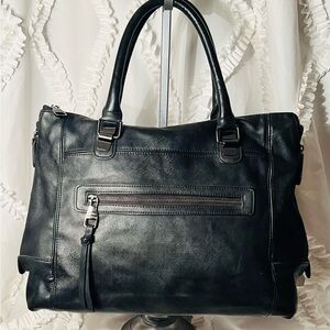 Steve Madden Black Leather Men's Briefcase